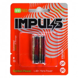 باتری نیم قلمی ایمپالس (IMPULS) مدل R03 1.5V AAA Carbon Power (کارتی 2 تایی)