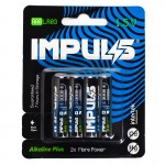 باتری نیم قلمی ایمپالس (IMPULS) مدل LR03 1.5V AAA Alkaline Plus (کارتی 4 تایی)