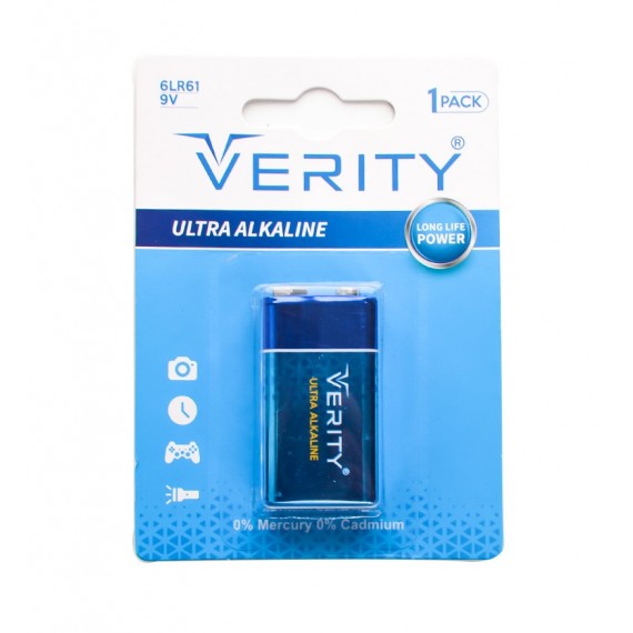 باتری کتابی وریتی (VERITY) مدل 6LR61 9V Ultra Alkaline