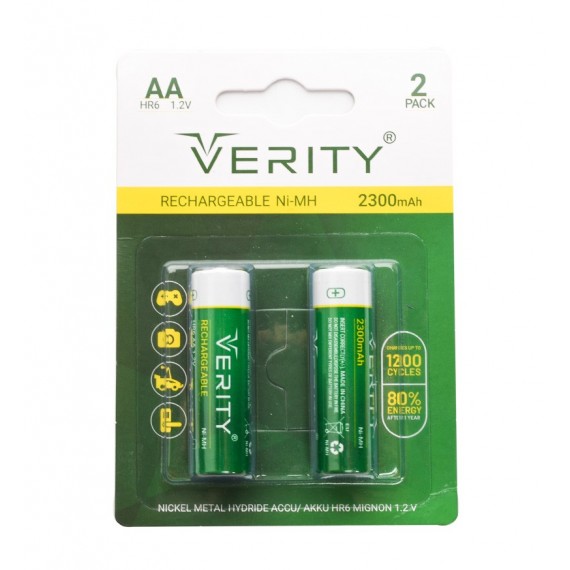 باتری قلمی شارژی وریتی (VERITY) مدل AA 2300mAh 1.2V NI-MH HR6