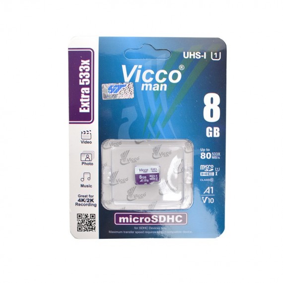 رم موبایل ویکومن (Vicco man) مدل 8GB Micro SDHC 533X UHS-I 80MB/S