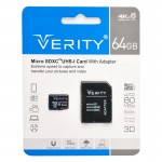 رم موبایل وریتی (VERITY) مدل 64GB MicroSDXC 80MB/s 533X خشاب دار