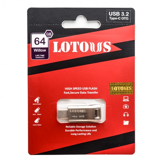 فلش OTG Type-C لوتوس (LOTOUS) مدل 64GB Willow USB3.2