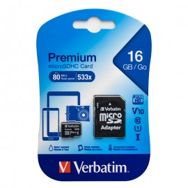 رم موبایل ورباتیم (Verbatim) مدل 16GB MicroSD 533X 80MB/s Premium خشاب دار