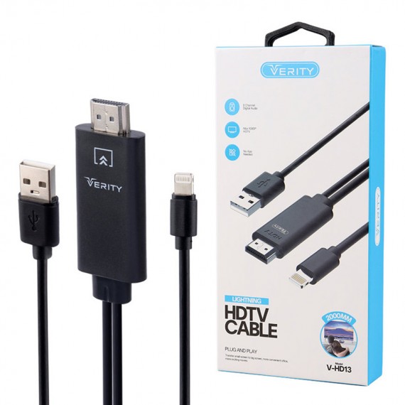 کابل MHL لایتنینگ ( Lightning To HDMI) وریتی (VERITY) طول 2 متر مدل V-HD13