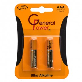 باتری نیم قلمی جنرال پاور (General Power) مدل Ultra Alkaline LR03 AAA (کارتی 2 تایی)