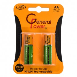 باتری قلمی شارژی جنرال پاور (General Power) مدل Ni-MH Rechargeable HR6 AA (کارتی 2 تایی)