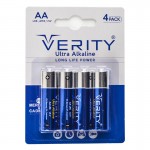 باتری قلمی وریتی (VERITY) مدل ULTRA ALKALINE LR6 (کارتی 4 تایی)