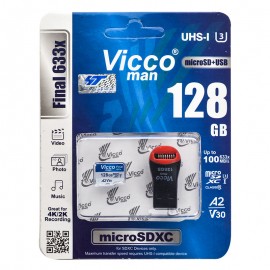 رم موبایل ویکومن (Vicco man) مدل 128GB Final 633X A2 V30 100MB/S + رم ریدر