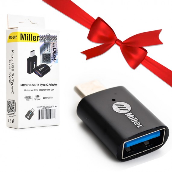 بسته 1+10 تبدیل Type-C به USB (OTG) میلر (Miller) مدل 202 (یک عدد هدیه)