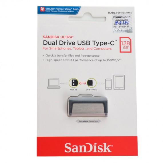 فلش سن دیسک (SanDisk) مدل 128GB Dual Drive Ultra USB3.1 Type گارانتی رهجو