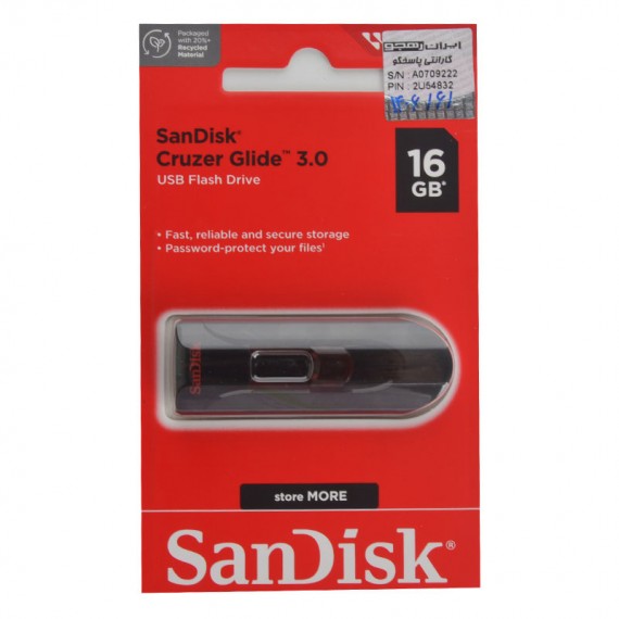 فلش سان دیسک (SanDisk) مدل 16GB Cruzer Glide USB3.0 گارانتی رهجو