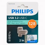 فلش فیلیپس (PHILIPS) مدل 128GB FM12FD145B USB3.2 Type-C گارانتی حافظه طلایی تهران