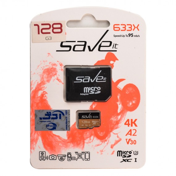 رم موبایل سیو ایت (SAVE IT) مدل 128GB MicroSD U3 V30 4K خشاب دار