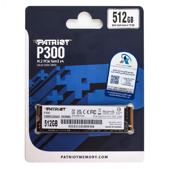 حافظه SSD اینترنال پاتریوت (PATRIOT) مدل P300 M.2 NVMe SSD ظرفیت 512GB