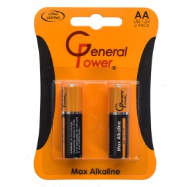 باتری قلمی جنرال پاور (General Power) مدل Max Alkaline LR6 AA (کارتی 2 تایی)