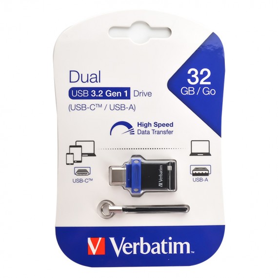 فلش ورباتیم (Verbatim) مدل 32GB Dual USB3.2 Type-C گارانتی حافظه طلایی تهران