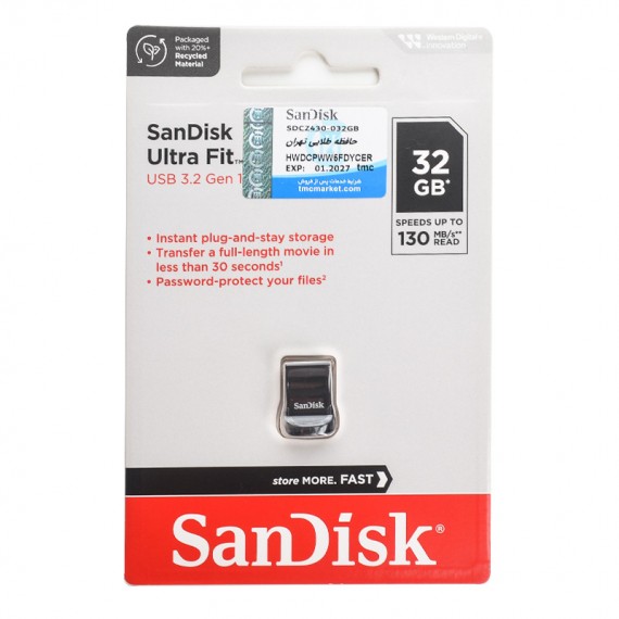 فلش سن دیسک (SanDisk) مدل 32GB Ultra Fit USB3.2 گارانتی حافظه طلایی تهران