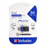 فلش ورباتیم (Verbatim) مدل 64GB Dual USB3.2 Type-C گارانتی حافظه طلایی تهران