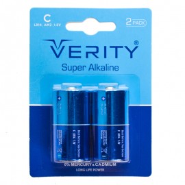 باتری سایز C وریتی (VERITY) مدل Super Alkaline LR14 (کارتی 2 تایی)