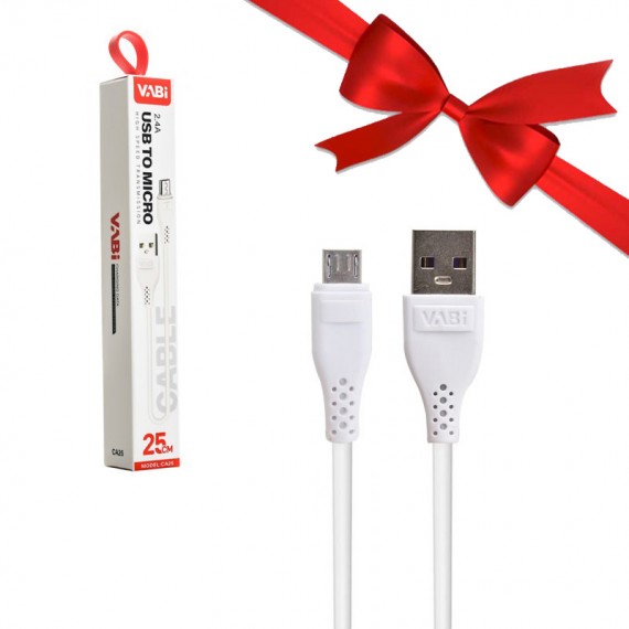 بسته 1+10 کابل اندروید (MicroUSB) پاوربانکی وابی (VABi) طول 25 سانتی متر مدل CA25 (یک عدد هدیه)