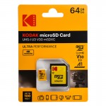 رم موبایل کداک (KODAK) مدل 64GB MicroSD U3 V30 A1 100MB/S خشاب دار