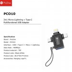 تبدیل 3 سر USB به (MICRO-LIGHTNING-TYPE C) پرووان (ProOne) مدل PCO10