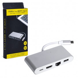 هاب 4 پورت تایپ سی به HDMI , Lan ,Usb 3.0, Typ-c کی لینک (KLINK) مدل K-1180