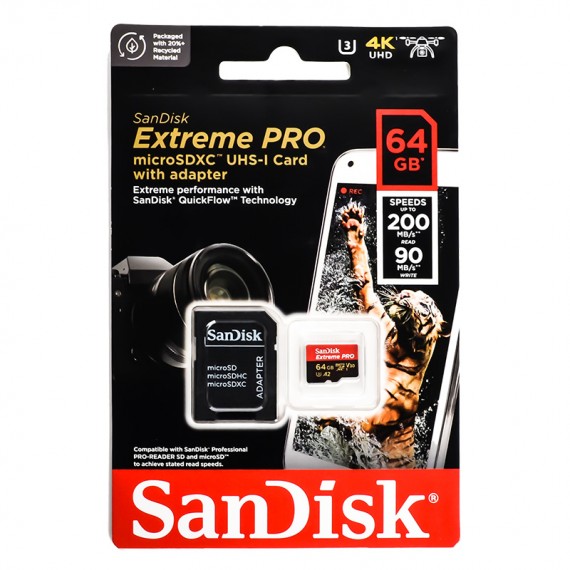 رم موبایل و دوربین سن دیسک (SanDisk) مدل 64GB Extreme Pro 200MB/S خشاب دار گارانتی سورین