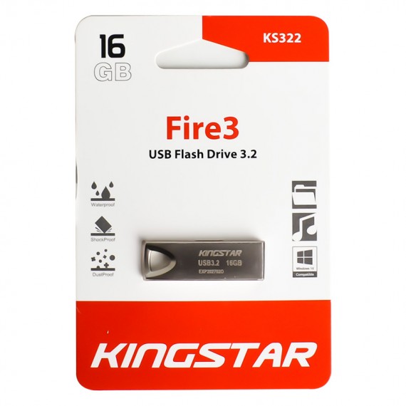 فلش کینگ استار (KingStar) مدل 16GB Fire3 KS322 USB3.2 نقره ای