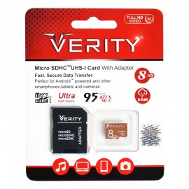 رم موبایل و دوربین وریتی (VERITY) مدل 8GB MicroSDHC 95MB/S خشاب دار گارانتی آسان سرویس