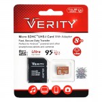 رم موبایل و دوربین وریتی (VERITY) مدل 8GB MicroSDHC 95MB/S خشاب دار گارانتی آسان سرویس