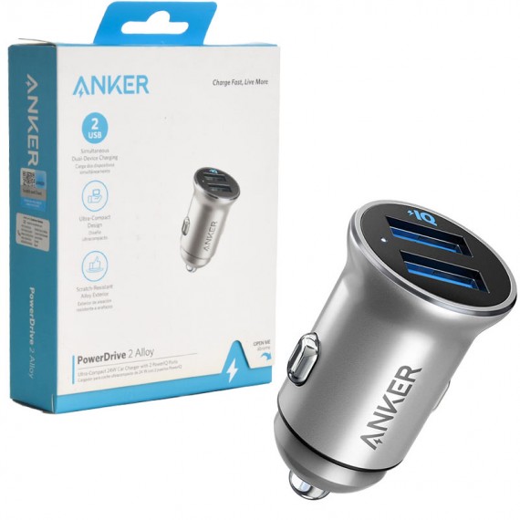 شارژر فندکی 24 وات دو پورت انکر (ANKER) مدل A2727H42 گارانتی GREEN