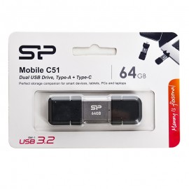 فلش دوسر (Type-c & Type-A) سیلیکون پاور (Silicon Power) مدل 64GB C51 USB 3.2