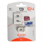 رم موبایل و دوربین تروبایت (TRUE BYTE) مدل 64GB Micro SD 95MB/S + رم ریدر + خشاب