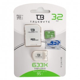 رم موبایل و دوربین تروبایت (TRUE BYTE) مدل 32GB Micro SD 633X 95MB/S + رم ریدر + خشاب